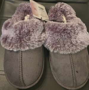 Plush Purple Fur Slippers